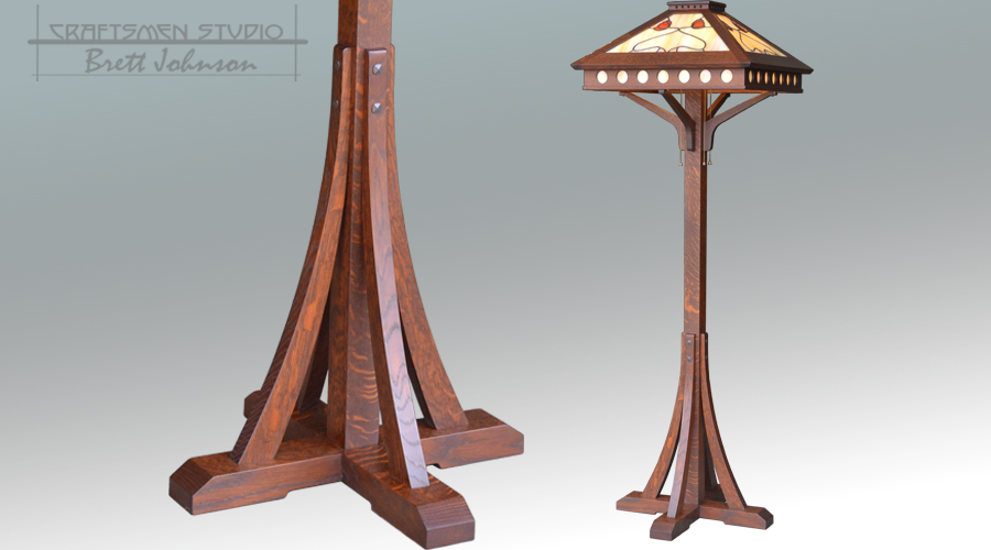Arts and Crafts Style Floor Lamp with hand leaded stained glass.